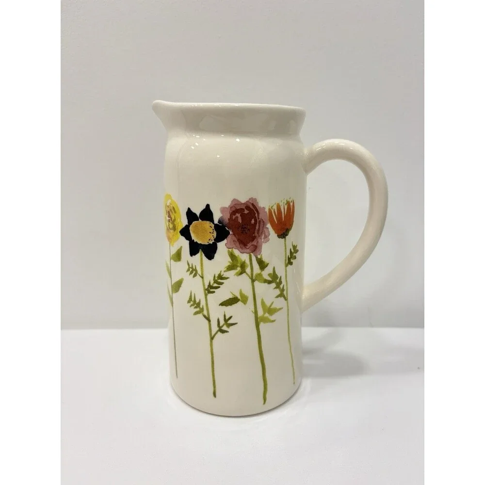Rae Dunn Mother’s Day Artisan Collection Magenta Pitcher 9” Flowers RARE HTF EUC